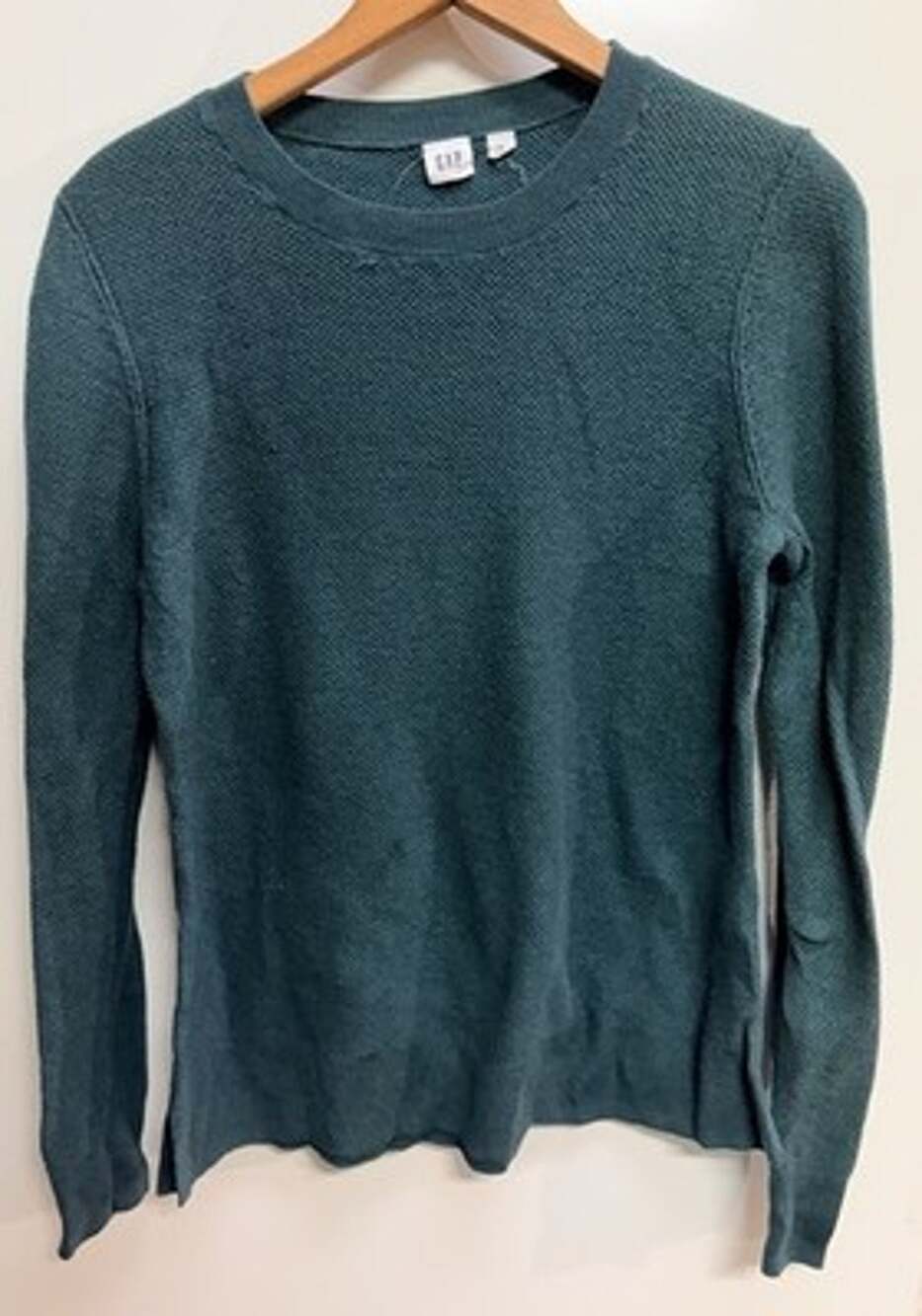 Gap Teal Green Textured Waffle Knit Crewneck Sweater Women’s Size Medium